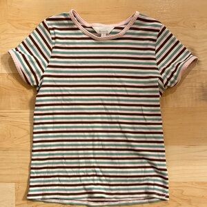 Market & Spruce Striped Kids Tee - Pink, Green, Brown